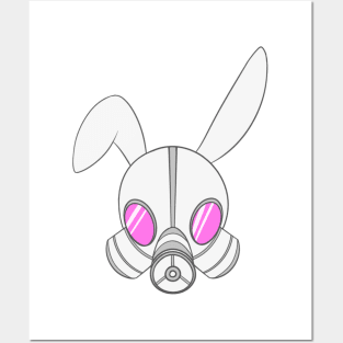 Rabbit Gas Mask Pink Posters and Art